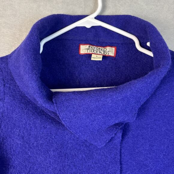 Beyond Threads Cardigan Womens L Alpaca Wool Purple Open Front Lagenlook Classy - Picture 4 of 10